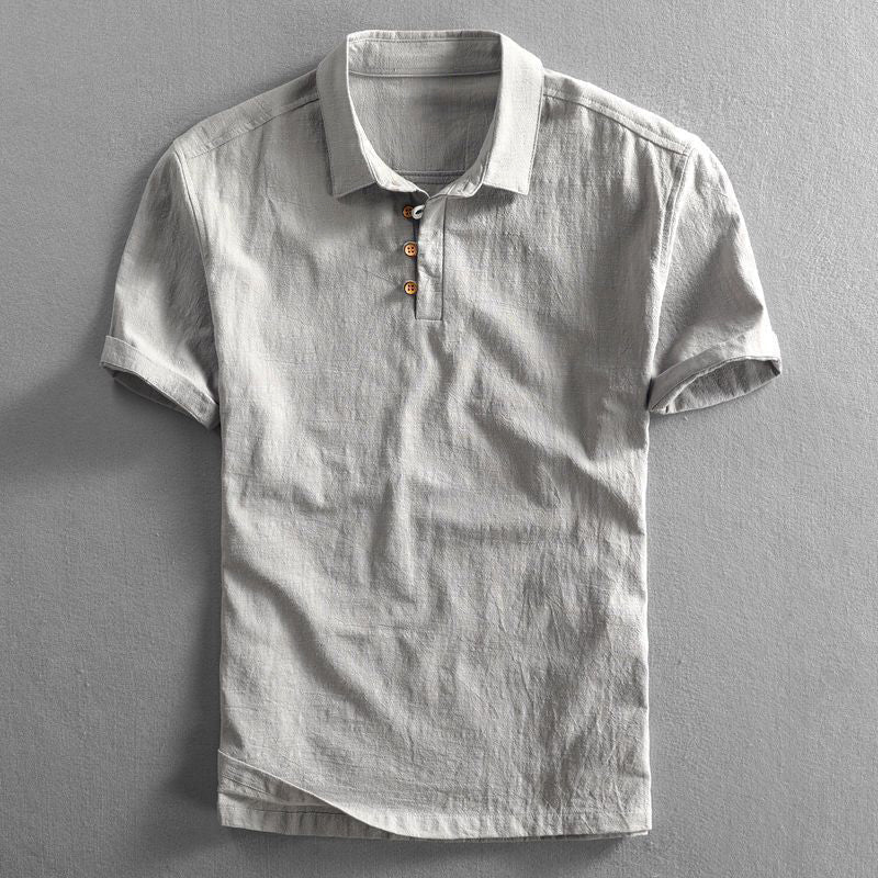 Men's Short Sleeve Polo Shirt with Classic Collar and Button Placket