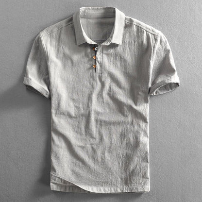 Men's Short Sleeve Polo Shirt with Classic Collar and Button Placket