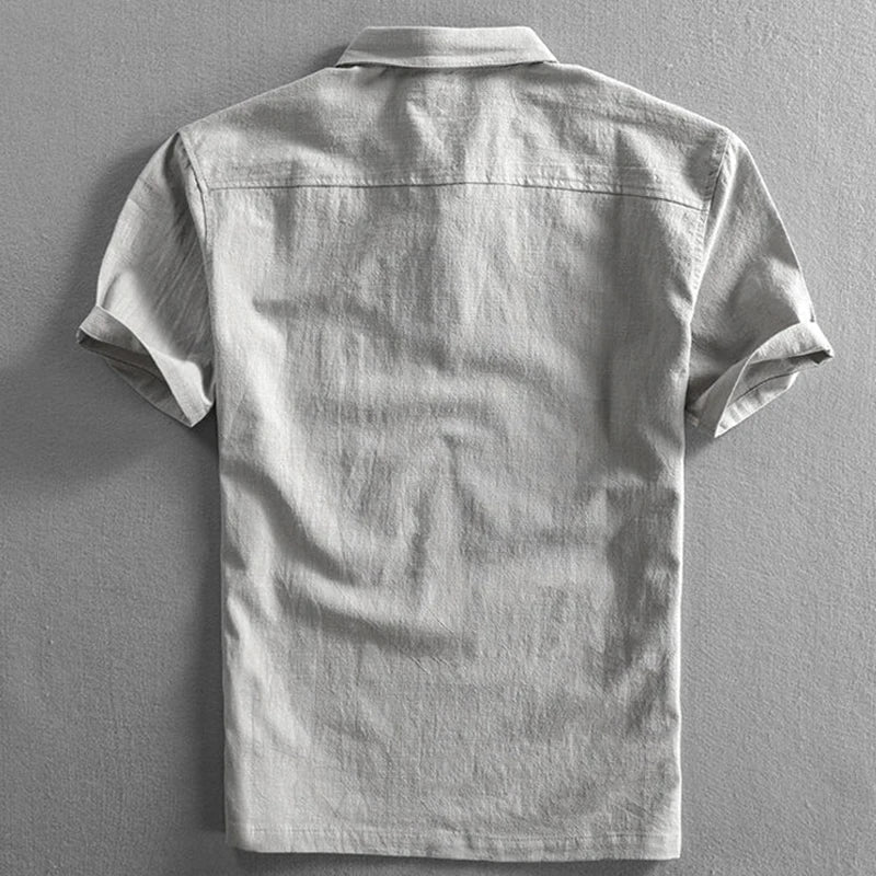 Men's Short Sleeve Polo Shirt with Classic Collar and Button Placket