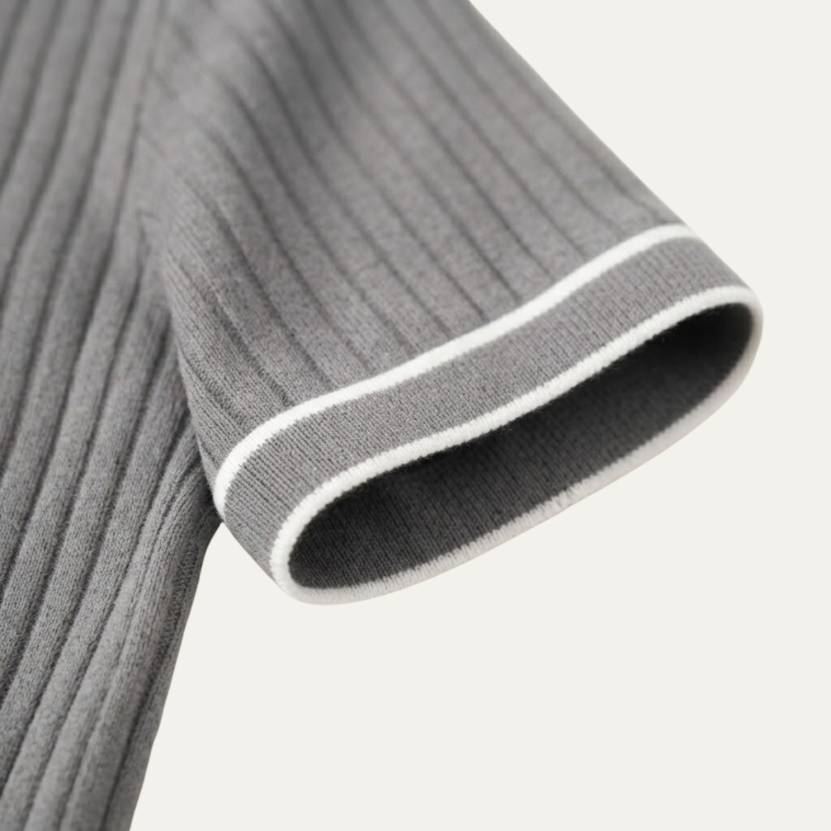 Men's Short Sleeve Polo Shirt with Ribbed Texture and Tipped Collar