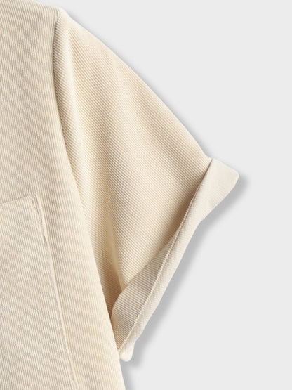Men's Short Sleeve Shirt and Shorts Clothing Set with Button Closure