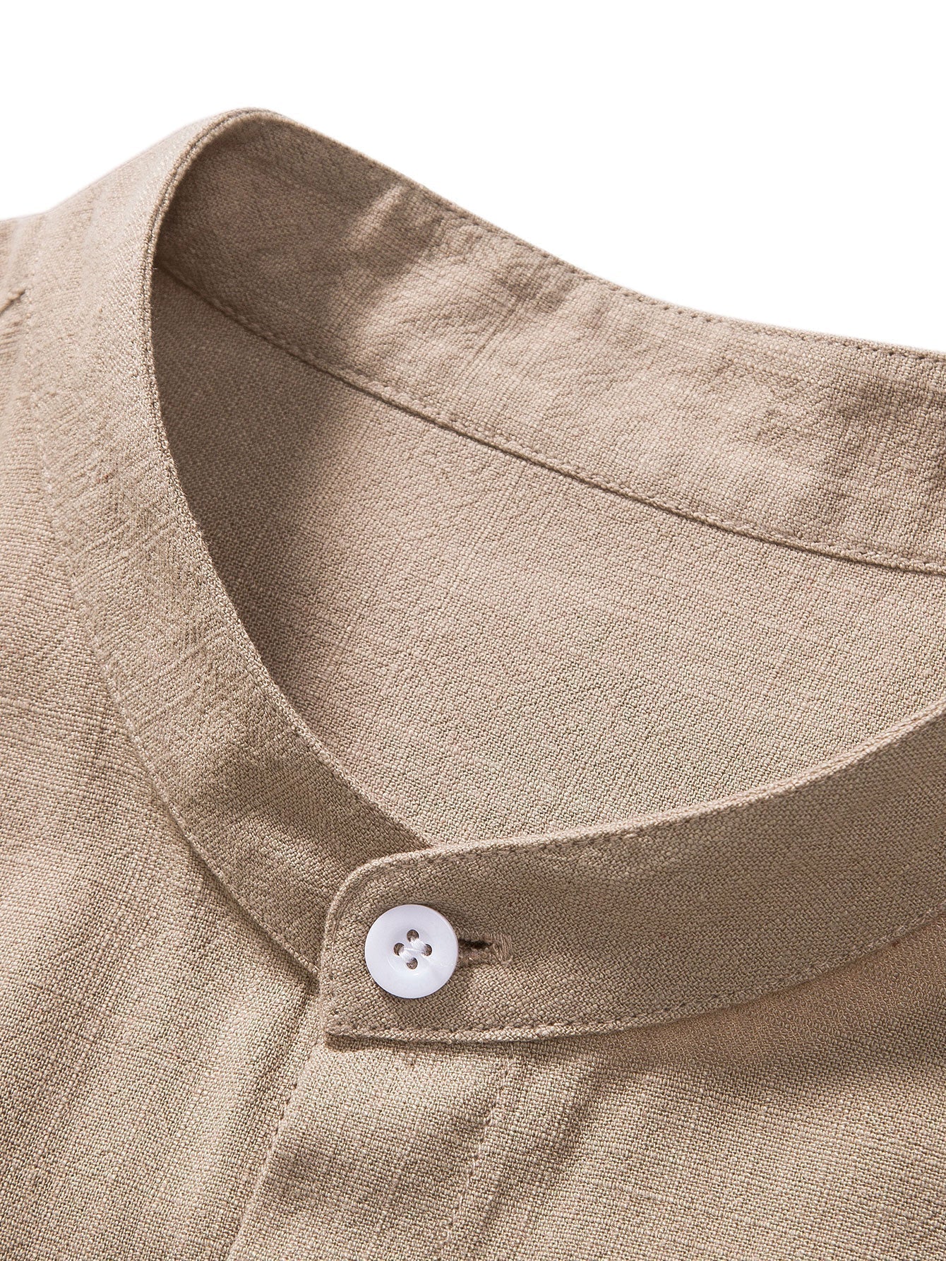 Men's Short Sleeve Shirt and Trousers Co-Ord Set with Band Collar ##POS:7##