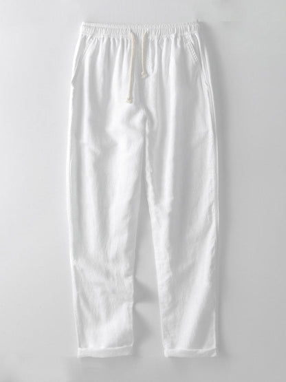 Men's Short Sleeve Shirt and Trousers Set with Button-Up and Drawstring Waist