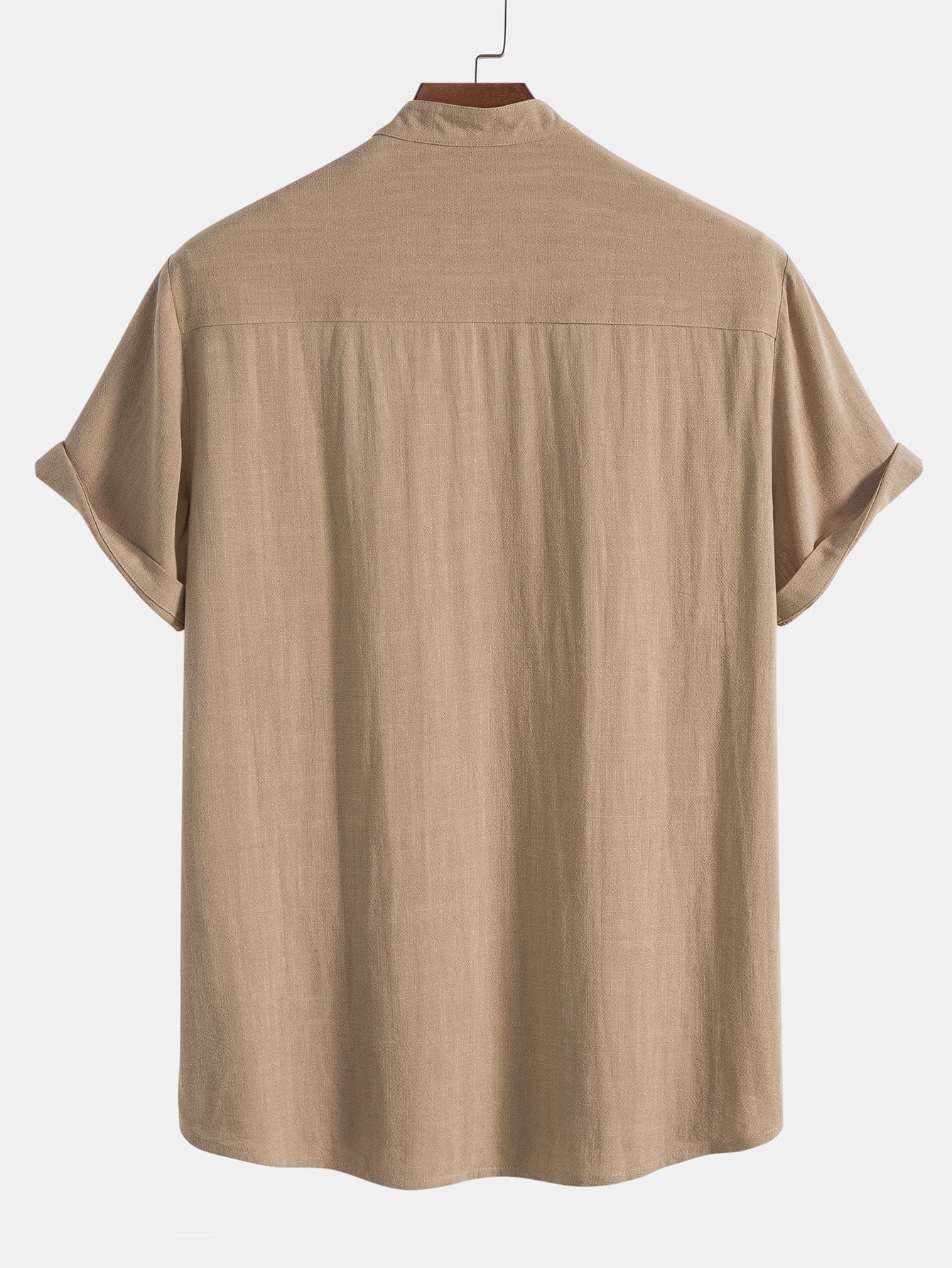 Men's Short Sleeve Shirt and Trousers Set with Button-Up and Drawstring Waist