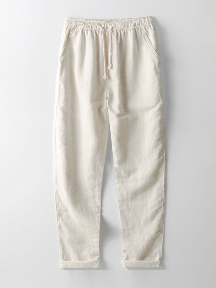 Men's Short Sleeve Shirt and Trousers Set with Button-Up and Drawstring Waist