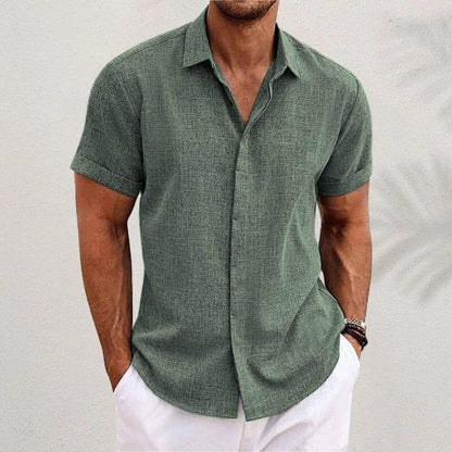 Men's Short Sleeve Shirt Regular Fit with Button Closure and Spread Collar