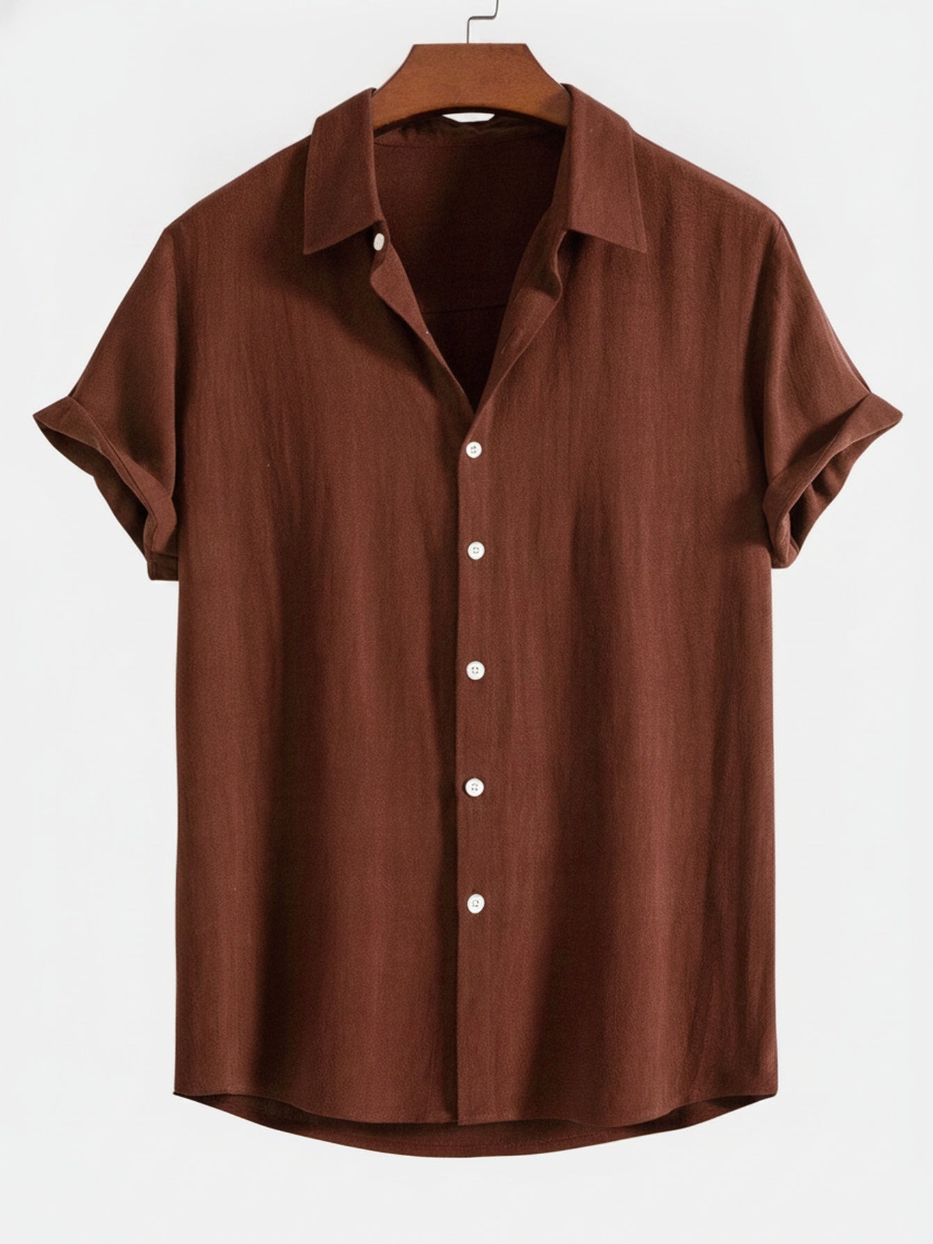 Men's Short Sleeve Shirt with Button Front and Spread Collar