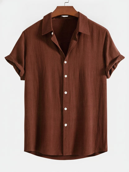 Men's Short Sleeve Shirt with Button Front and Spread Collar