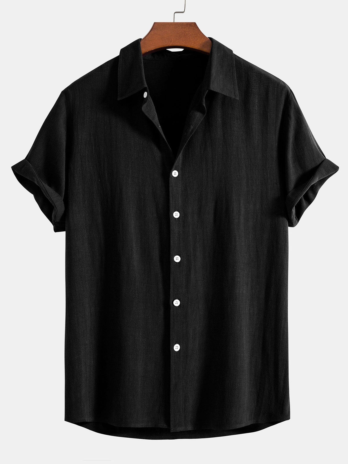 Men's Short Sleeve Shirt with Button Front and Spread Collar