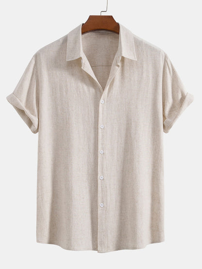 Men's Short Sleeve Shirt with Button Front and Spread Collar