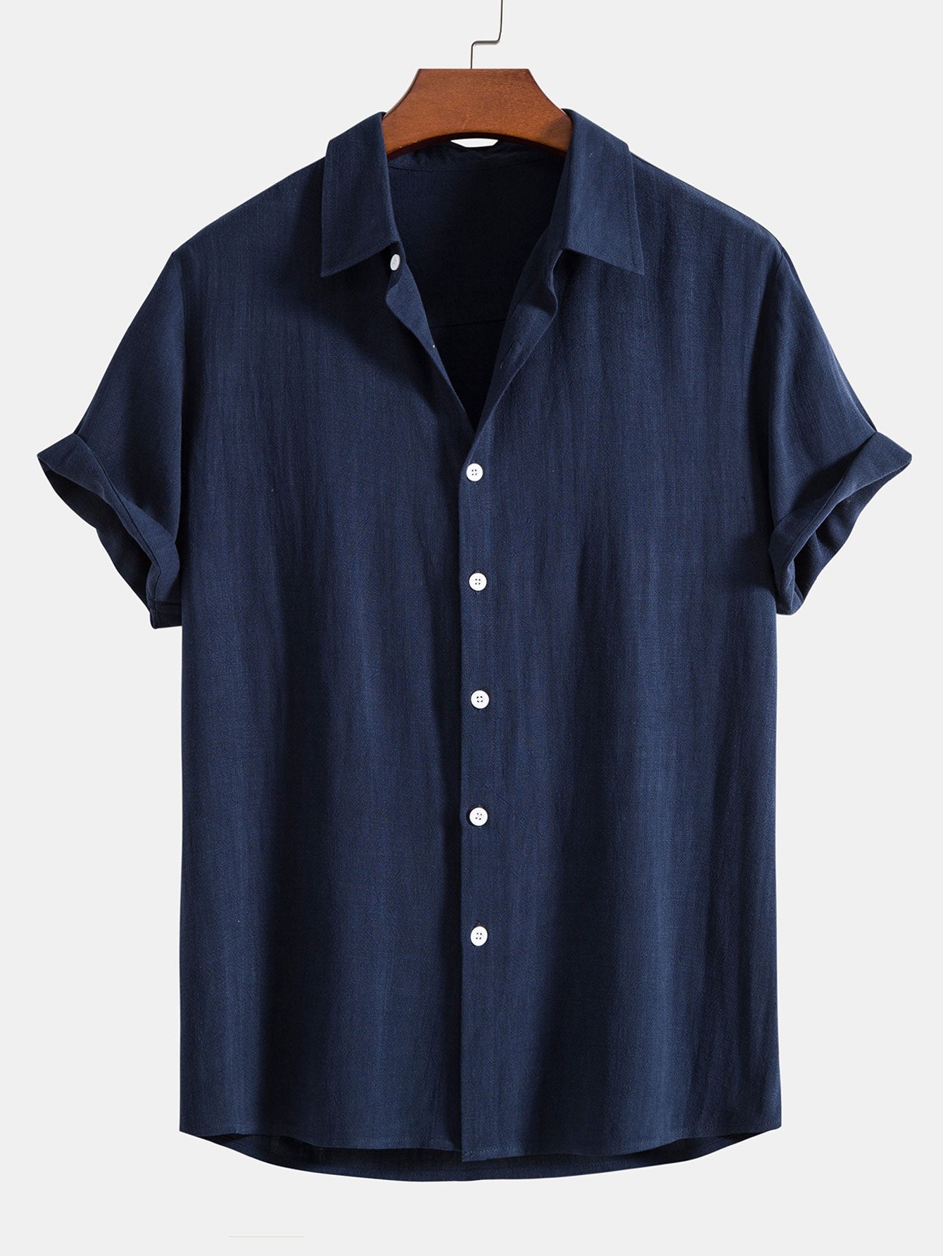 Men's Short Sleeve Shirt with Button Front and Spread Collar