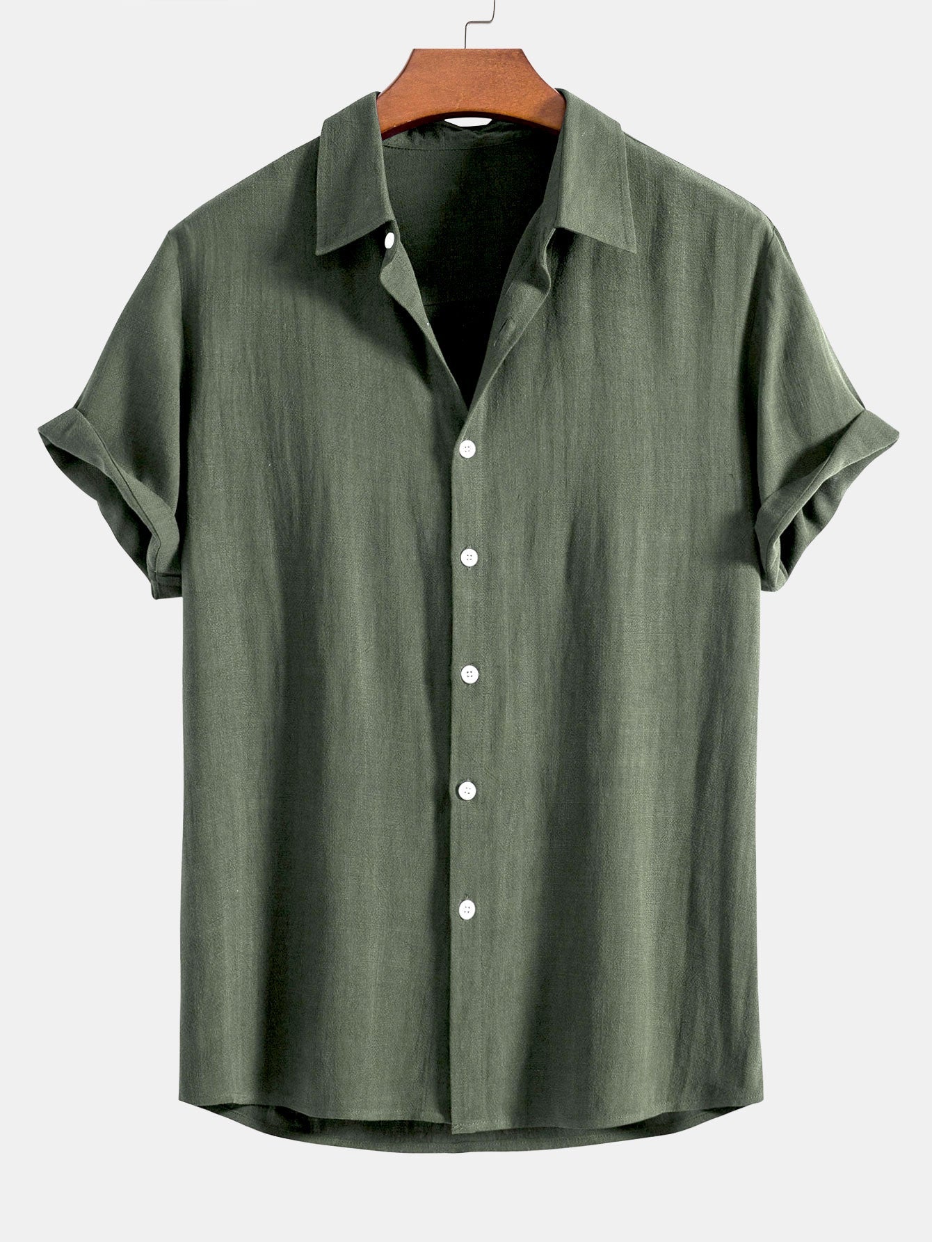 Men's Short Sleeve Shirt with Button Front and Spread Collar