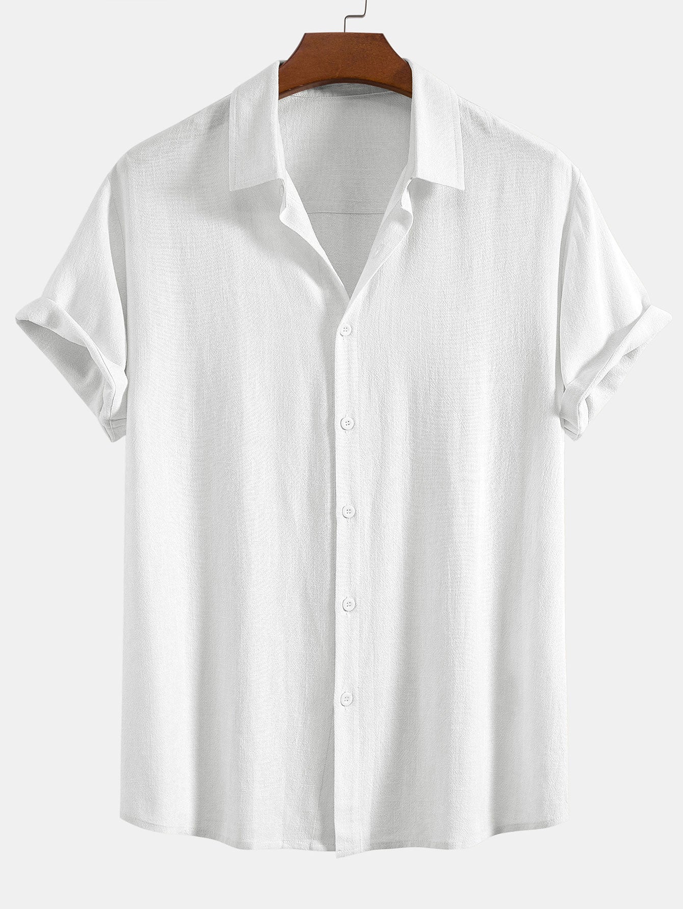 Men's Short Sleeve Shirt with Button Front and Spread Collar