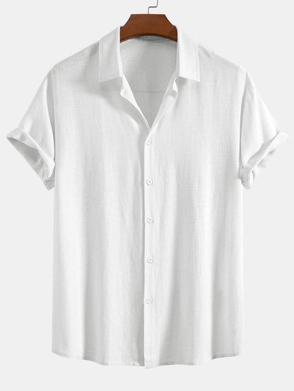 Men's Short Sleeve Shirt with Button Front and Spread Collar