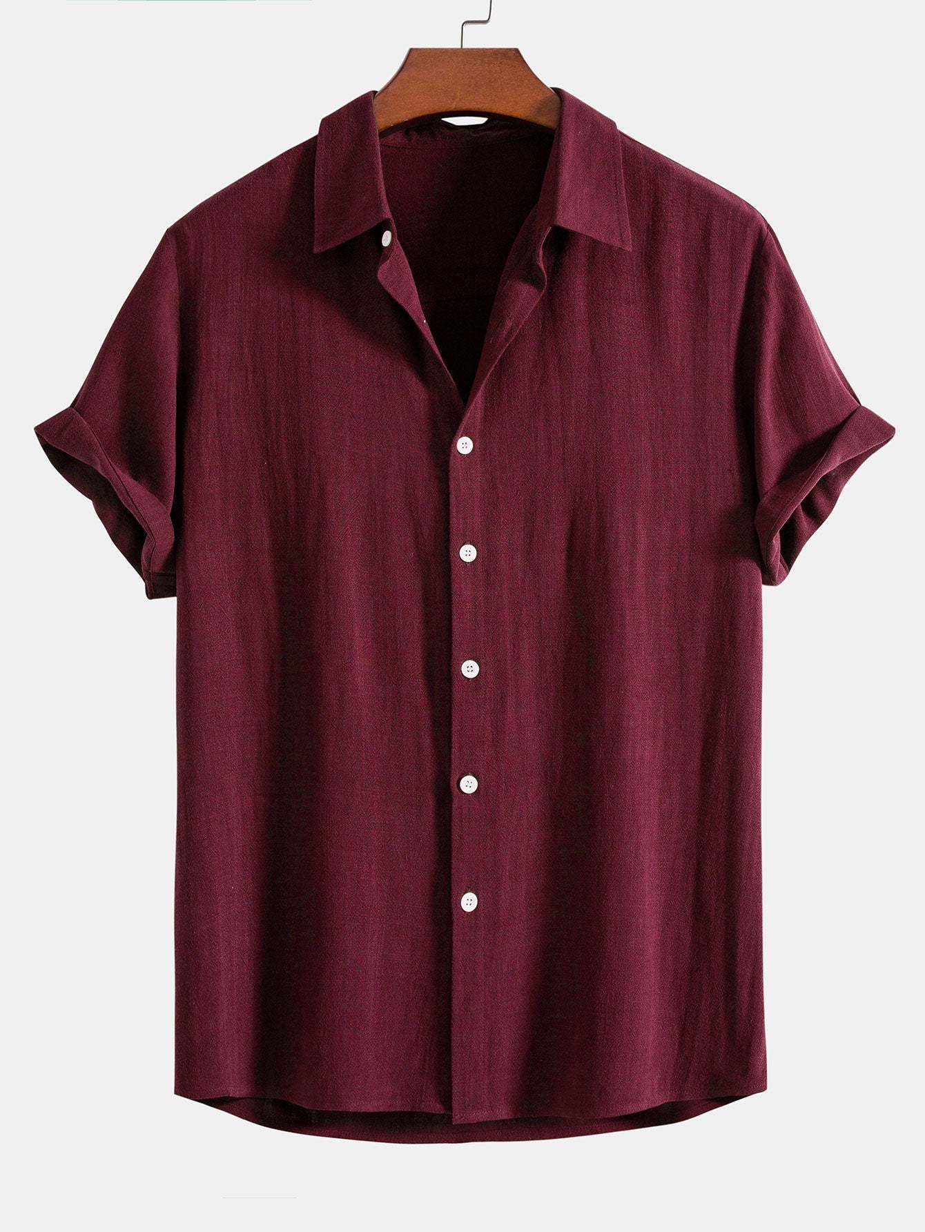Men's Short Sleeve Shirt with Button Front and Spread Collar