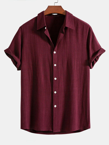 Men's Short Sleeve Shirt with Button Front and Spread Collar