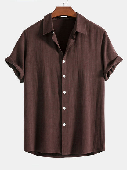 Men's Short Sleeve Shirt with Button Front and Spread Collar