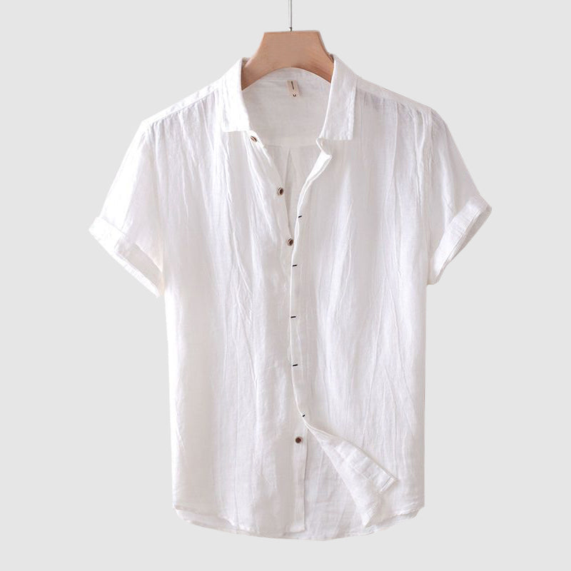 Men's Short Sleeve Shirt with Classic Collar and Button Closure