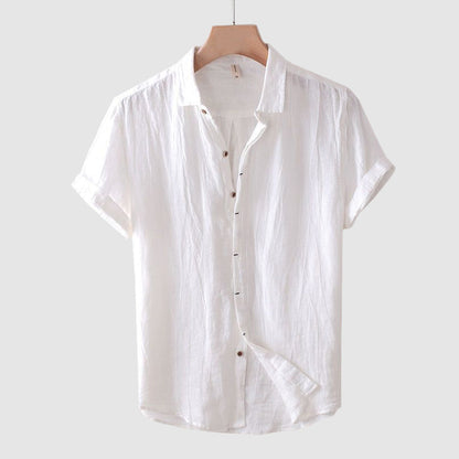 Men's Short Sleeve Shirt with Classic Collar and Button Closure