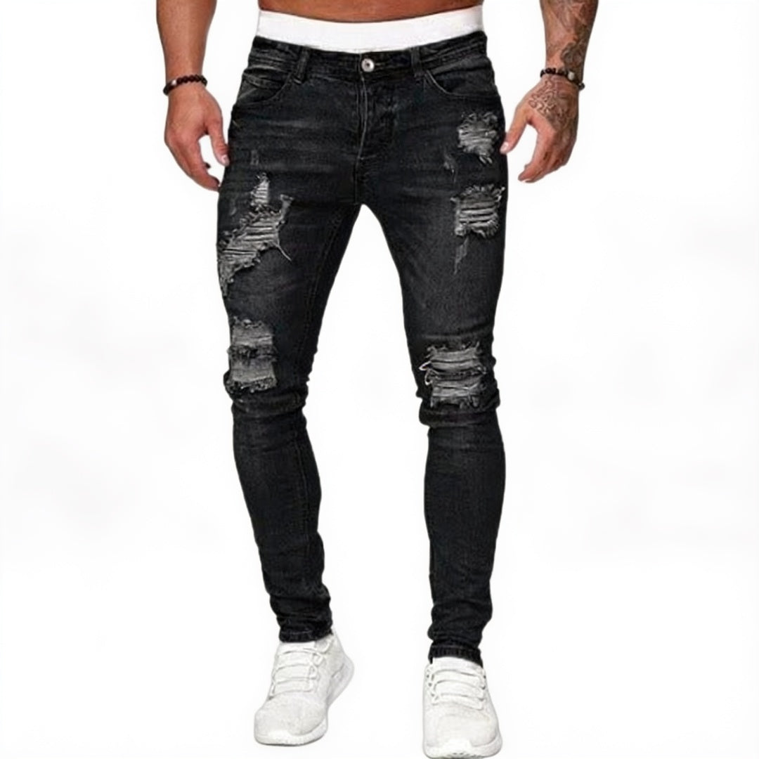 Men's Skinny Ripped Jeans with Distressed Detail