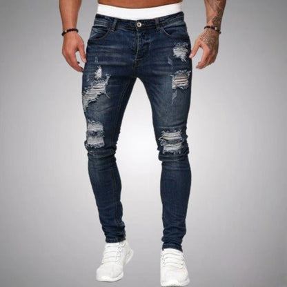 Men's Skinny Ripped Jeans with Distressed Detail