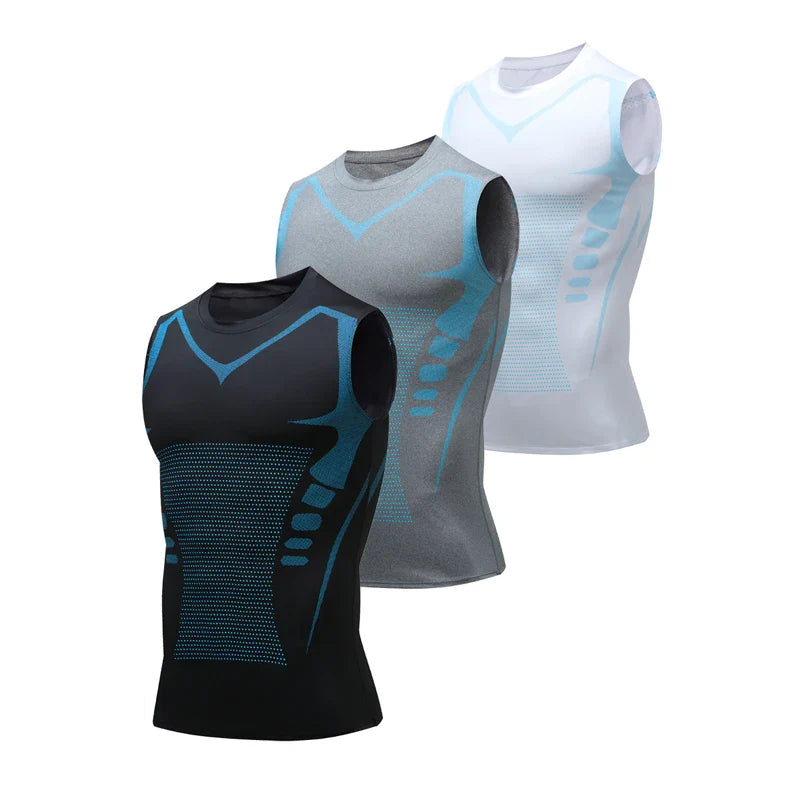 Men's Sleeveless Compression Tank Top with Slim Fit and Round Neck