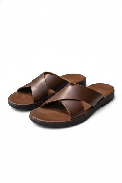 Men's Slide Sandals with Cross Strap