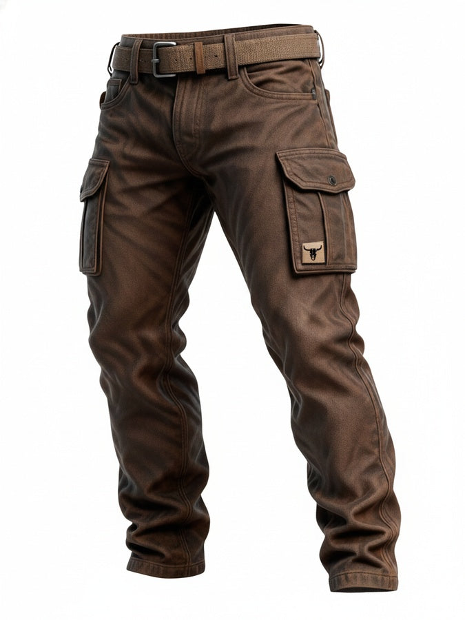 Men's Slim Fit Cargo Trousers with Multi-Pocket Utility Design
