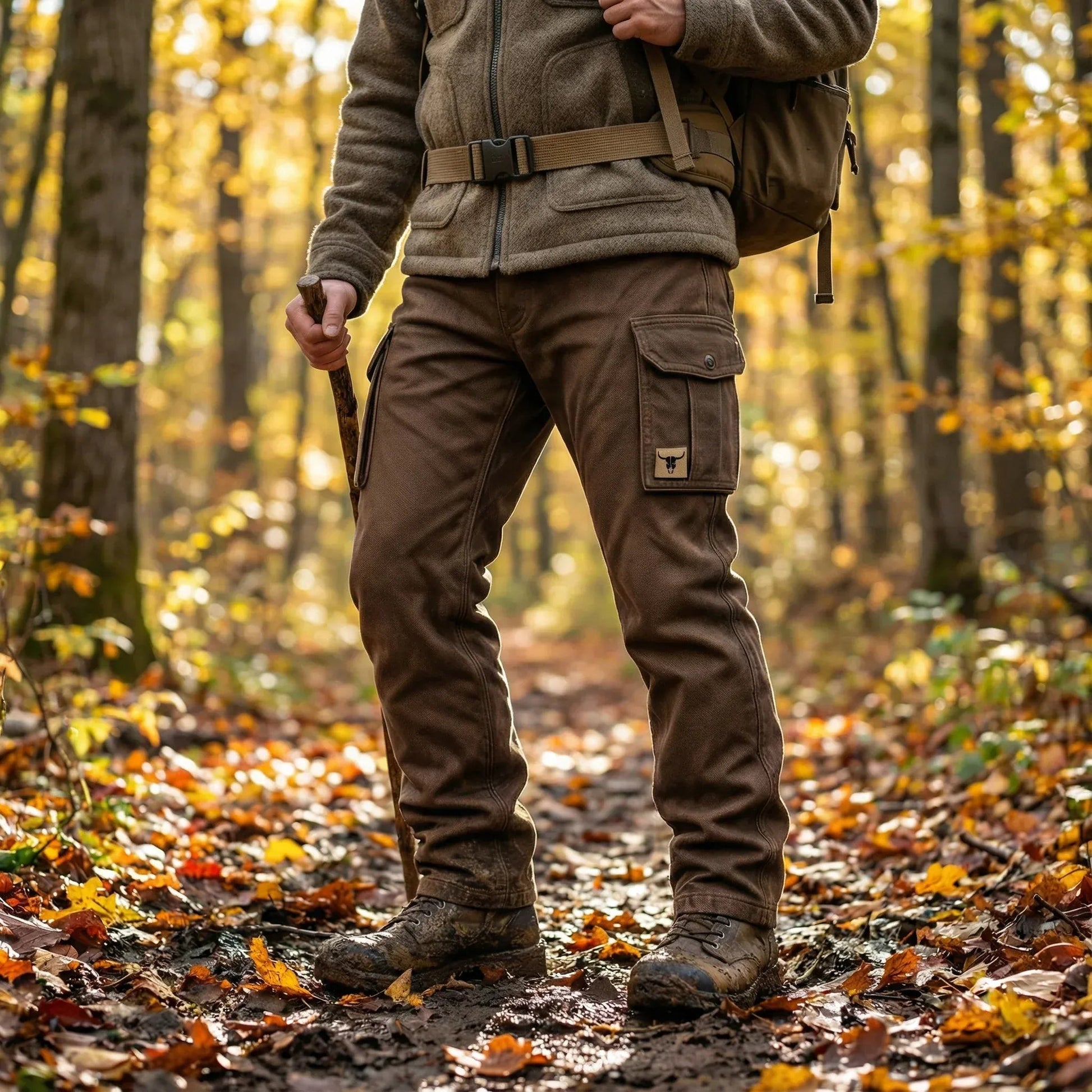 Men's Slim Fit Cargo Trousers with Multi-Pocket Utility Design