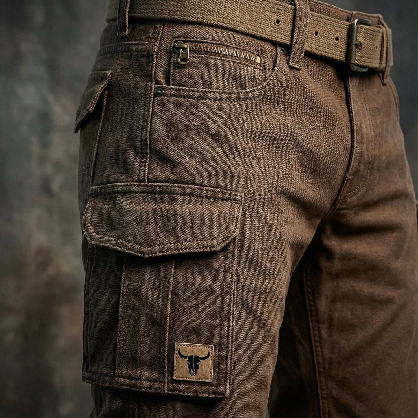 Men's Slim Fit Cargo Trousers with Multi-Pocket Utility Design