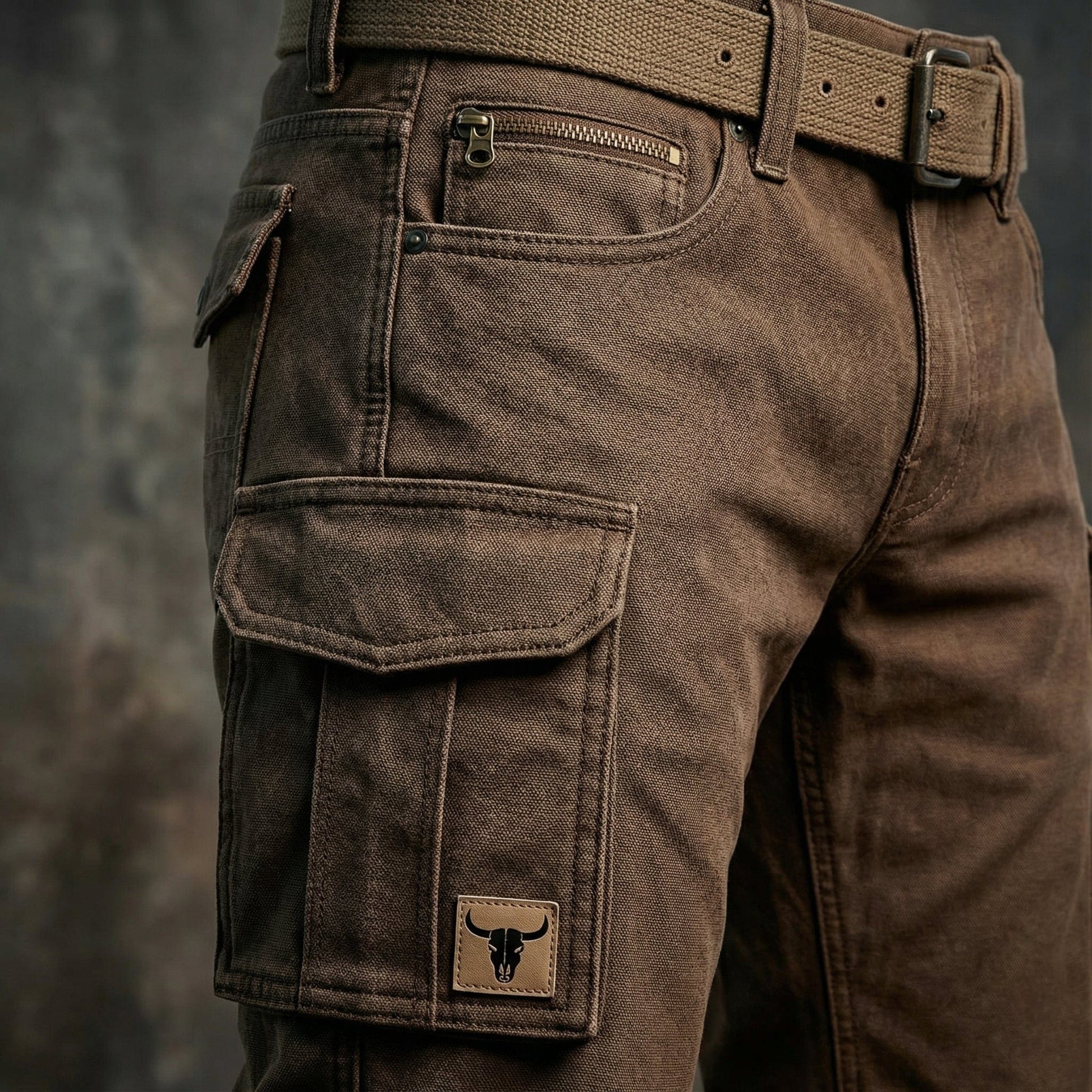 Men's Slim Fit Cargo Trousers with Multi-Pocket Utility Design