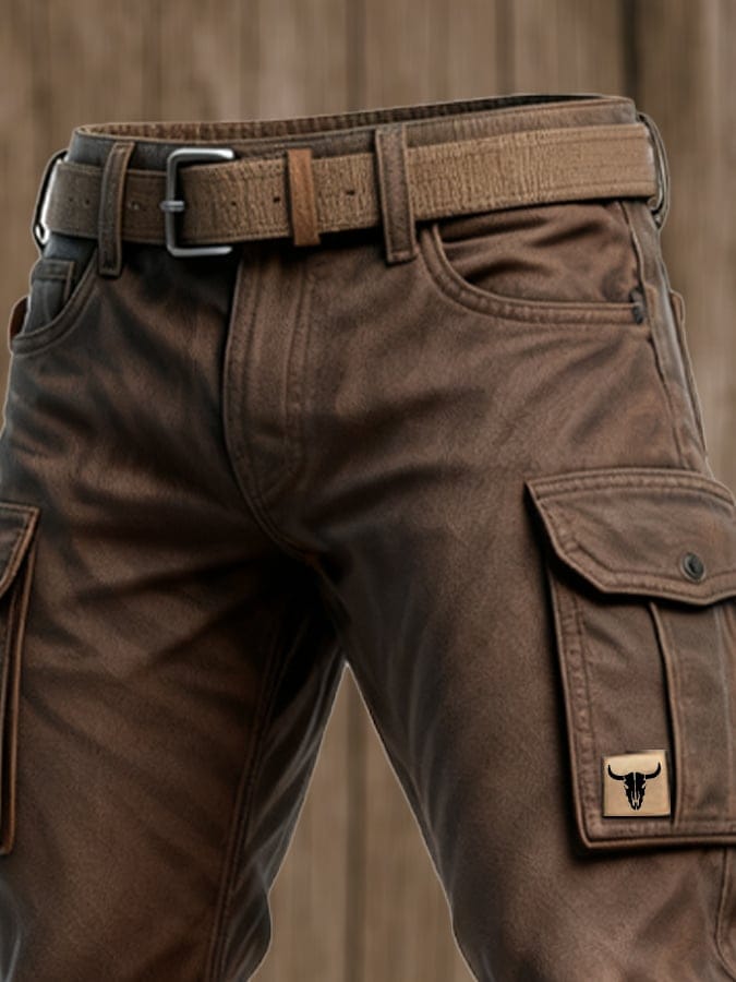 Men's Slim Fit Cargo Trousers with Multi-Pocket Utility Design