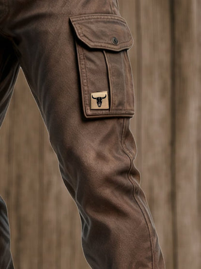 Men's Slim Fit Cargo Trousers with Multi-Pocket Utility Design