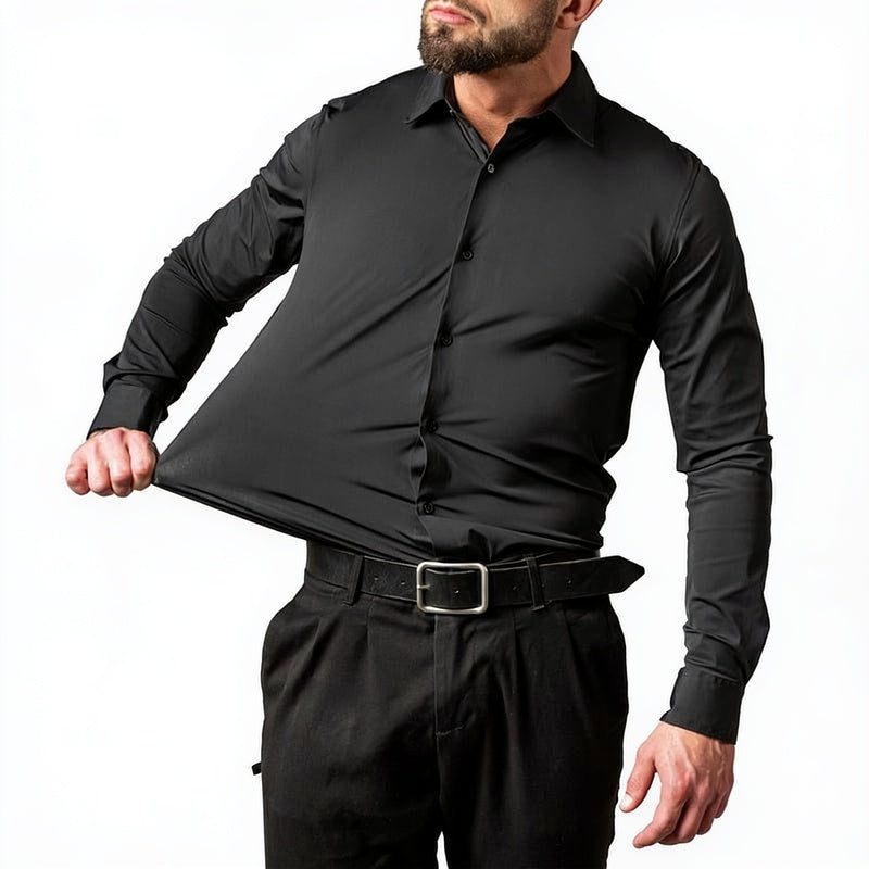 Men's Slim Fit Dress Shirt Long Sleeve with Spread Collar