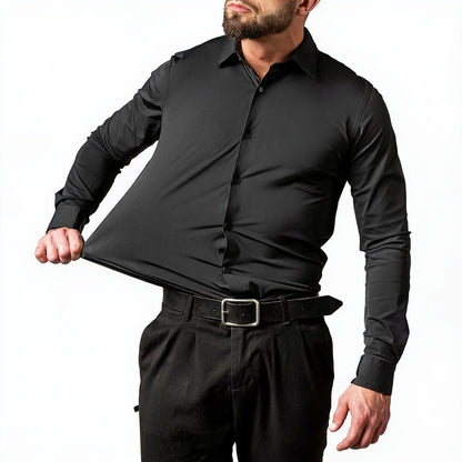 Men's Slim Fit Dress Shirt Long Sleeve with Spread Collar