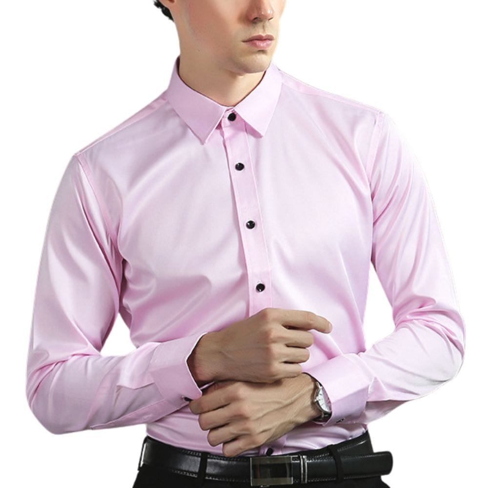 Men's Slim Fit Dress Shirt Long Sleeve with Spread Collar