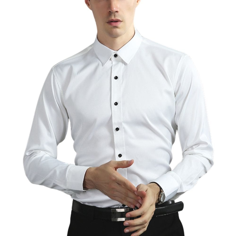 Men's Slim Fit Dress Shirt Long Sleeve with Spread Collar