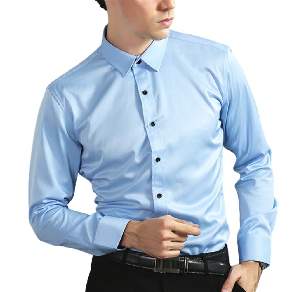 Men's Slim Fit Dress Shirt Long Sleeve with Spread Collar