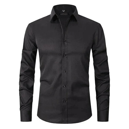 Men's Slim Fit Dress Shirt Long Sleeve with Spread Collar and Chest Pocket
