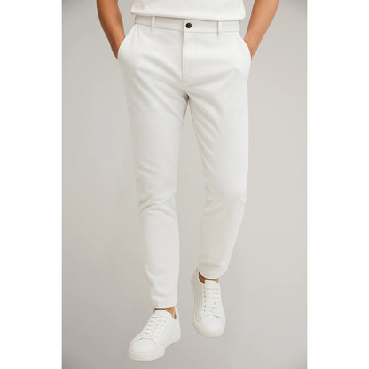 Men's Slim-Fit Dress Trousers with Button and Zip Closure