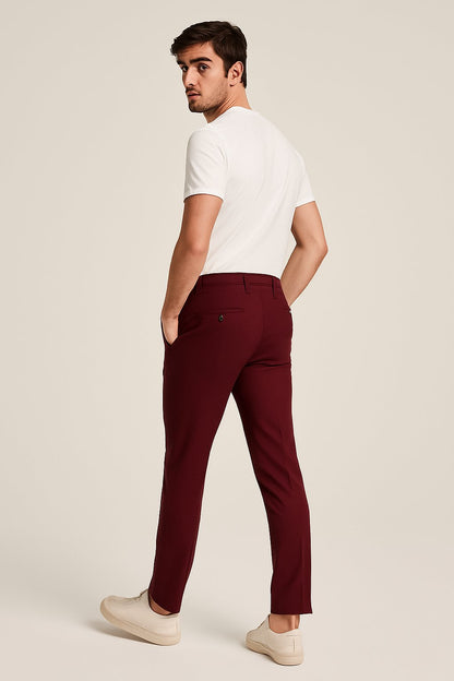 Men's Slim-Fit Dress Trousers with Button and Zip Closure