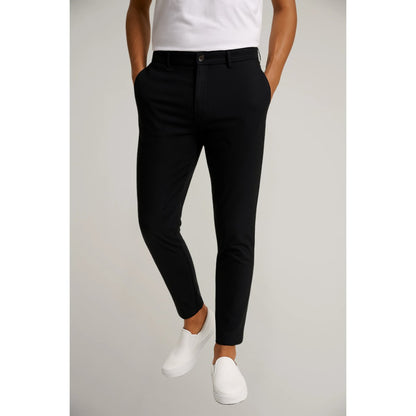 Men's Slim-Fit Dress Trousers with Button and Zip Closure