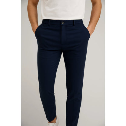 Men's Slim-Fit Dress Trousers with Button and Zip Closure