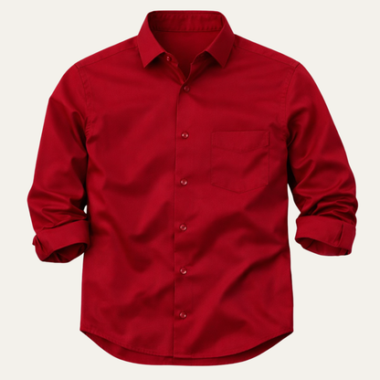 Men's Slim Fit Long Sleeve Button-Down Dress Shirt with Spread Collar