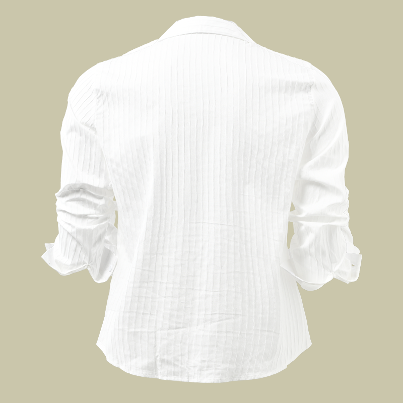 Men's Slim Fit Long Sleeve Shirt with Button Placket and Stripe Texture