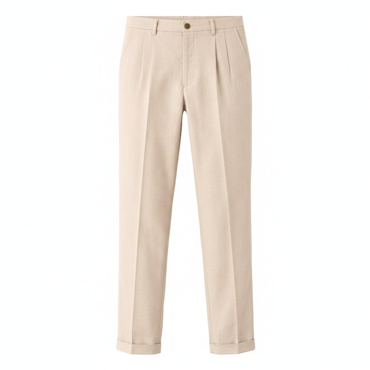 Men's Slim Fit Pleated Dress Pants with Cuffed Hem