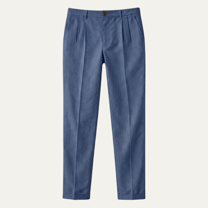 Men's Slim Fit Pleated Dress Pants with Cuffed Hem