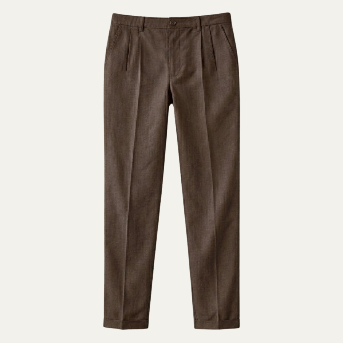 Men's Slim Fit Pleated Dress Pants with Cuffed Hem