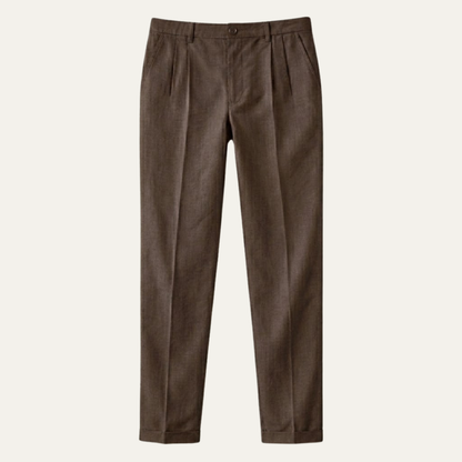 Men's Slim Fit Pleated Dress Pants with Cuffed Hem