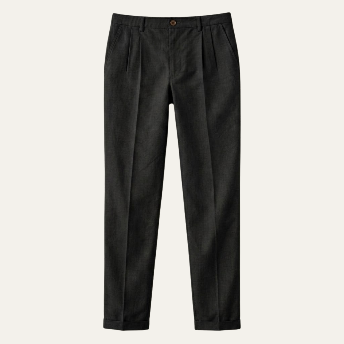 Men's Slim Fit Pleated Dress Pants with Cuffed Hem